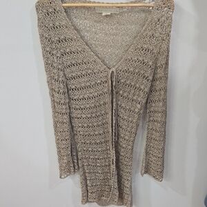 Women's Beige And Gold Knit Sweater